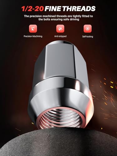 Image of Sposuit 1 /2-20 Lug Nuts - Replacement for 1990-2019 Ford Explorer, 2006-2014 Edge, 1982-2012 Ranger, 1964-1979 /1994-2014 Mustang - Closed End Chrome Lug Nut(20 Pcs)