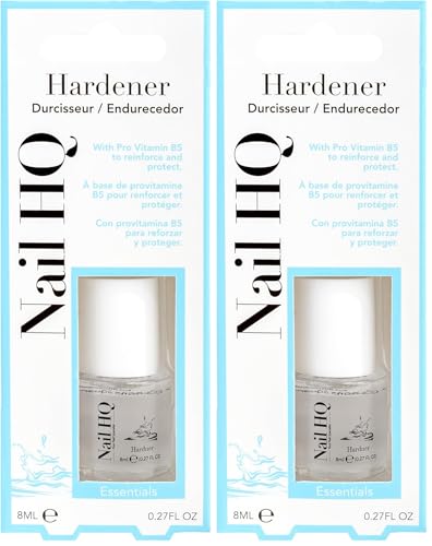 Image of NAIL HQ Essentials Nail Hardener 8ml, Clear, Gel, Pro Vitamin B5 Formula, Cruelty-Free & Vegan Friendly, Nail Hardner Treatment (Pack of 2)