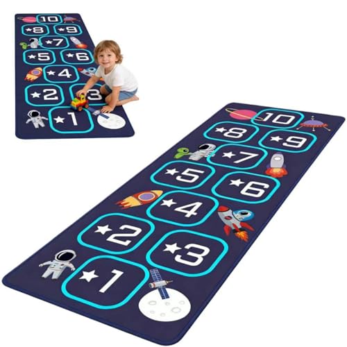 Hopscotch Rug for Kids Indoor Hop Scotch Mat Non-Slip Carpet Educational Hopscotch Game Rug with Numbers Washable Play Mat for Classroom Bedroom Indoor Hopscotch for Boys Girls