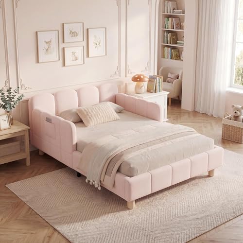 Cama de seguridad de 90x200 rosa para transformar el dormitorio infantil 4