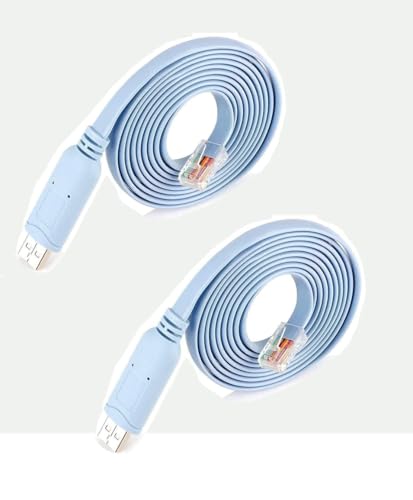 Image of SANCY USB Console Cable 6FT, USB to RJ45 Cable for Configuring Network Devices, Supports Windows OS, Durable and Easy Setup, Blue Color (1.8 Meter) (Pack of 2)