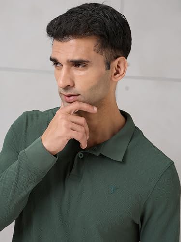 Image of TECHNOSPORT Men's Slim Fit Textured Active Out Full Sleeve T-Shirt for Gym, Sports & Regular Use
