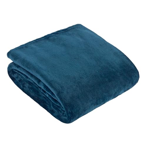furn. Harrow Fleece Throw – Silky Soft Lightweight Flannel Blanket for Bed or Sofa (Midnight - 140x180cm)