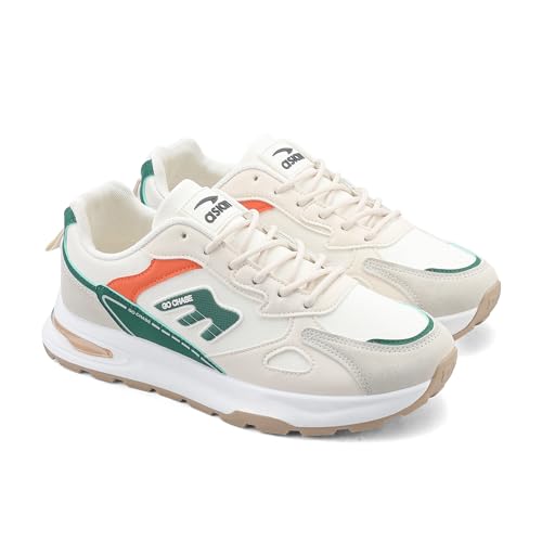 ASIAN Python-05 Men’s Sneakers | Lightweight Casual Shoes with Memory Foam Cushioning | Anti-Skid Durable Sole | Gym & Travel Trainers Cream Green