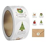 Autocollants de Noël polyvalents : parfaits pour les sacs cadeaux, les sacs en papier, les cartes postales, les cartes de vœux et les enveloppes, largement utilisés pour améliorer les bureaux avec des autocollants de Noël ronds festifs, ajoutant du charme saisonnier sans effort