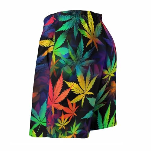 Trippy Weed Tie Dye Men's Swim Trunks Quick Dry Beach Shorts Summer Short with Drawstring and Pockets4