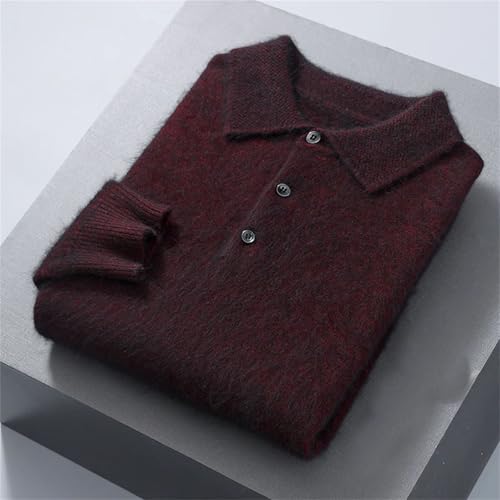 Men's Cashmere Sweater Winter Polo Neck Pullover Soft Knit Long Sleeve Loose Fit Top3