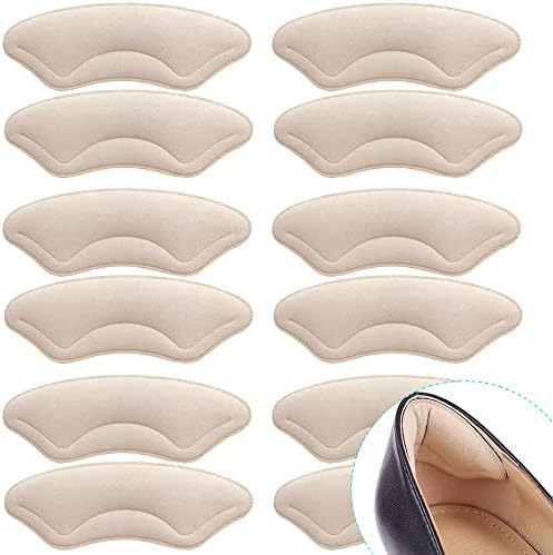 Comfowner 6 Pairs Heel Cushion Pads | Soft Shoe Grips Liners | Self-Adhesive Foot Care Protectors for Loose Shoes Heel Pain Bunion Callus Blisters| Heel Pain Relief for Men and Women (Beige)