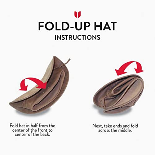 Minnetonka Mens Fold Up Flat Brimmed Cowboy Hat Crafted With Portable Fold-Up Design And Reinforced Brim And Handmade From The Leather, Dark Brown, Large #TOP5