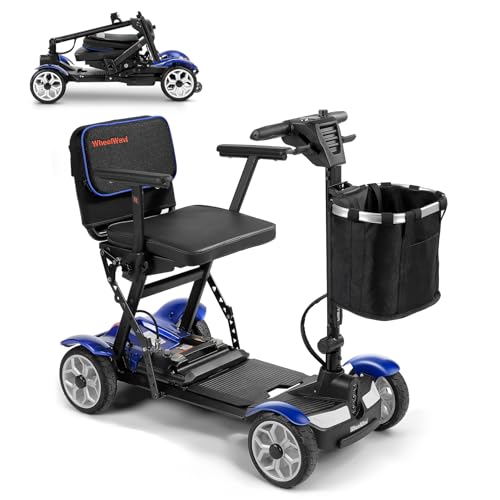 Image of Wheelwavi Lightweight Mobility Scooter for Seniors, 20-25 Miles Portable Mobility Scooter for Travel, Removable Lithium Battery, Scooter for Adults with 330 lbs Capacity LED Headlights-Blue