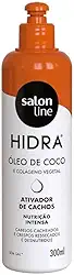 Salon Line, Ativador de Cachos, Hidra Nutrição Intensa, Óleo de Coco, Vegano - Cabelos Lisos, Ondulados, Cacheados e Crespos, 300 ml