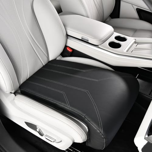 Image of FLORICH Car Seat Extender Leg Extender Support Cushion for Driver Seats Office Chair, Leather Carseat Leg Support for Long Drivers Universal Car Seat Cushion Legs Rest Pads-Black