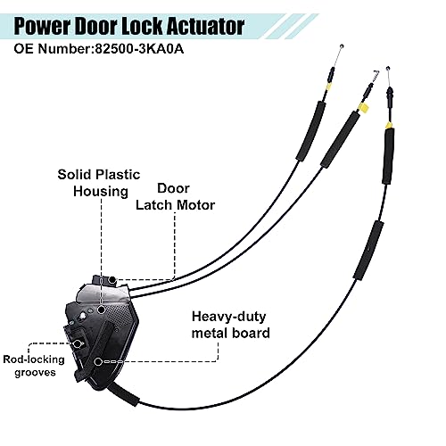 Image of ACROPIX Rear Right Side Door Latch Actuator with Cable Assembly Fit for Nissan Pathfinder 2.5L 3.5L - Pack of 1 Black
