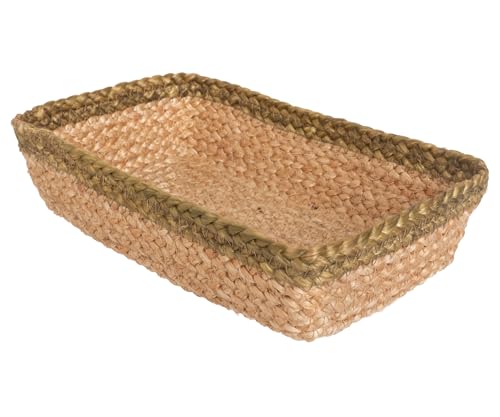 Boston International Paper Napkin Holder Caddy Dispenser for Kitchen Dining Buffet & Bar Countertops, 9" x 5.25" (Fits Guest Towel Size), Woven Tan & Sage