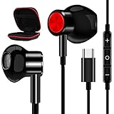 USB C Headphone, Jelanry Headphones Hi-Fi Stereo Sports Magnetic Earbuds Bass Wired Earphones with Mic Volume Control for Samsung Galaxy Z Fold 3/ Flip 3/ S21/ S20 FE, iPad Mini 6 2021,Macbook Air Pro