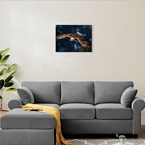 Qtespeii Eagle Canvas Wall Art Brown And White Flying Bald Eagle Picture Cool Animal Painting Artwork For Bedroom Bathroom Living Room Decoration Framed Home Office Walls Decor 12 Inchx16 Inch 1 Piece thumb #3