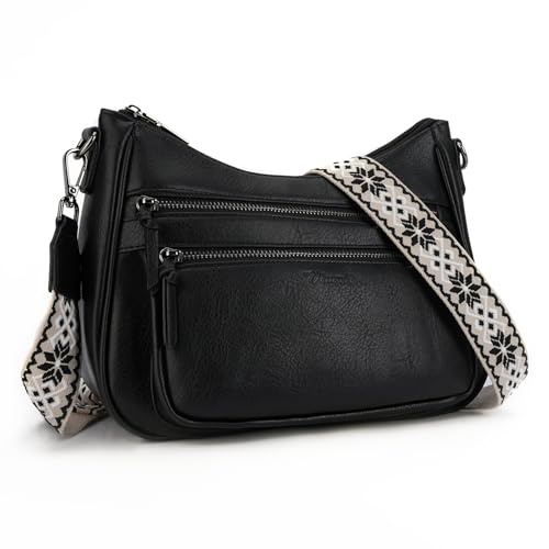 VIMUTI Umhängetasche Damen Mittelgroß,Leicht Veganes Leder Crossbody Bag Damen mit Vielen Fächern Tasche Damenhandtasche mit Verstellbar Breitem Schultergurt