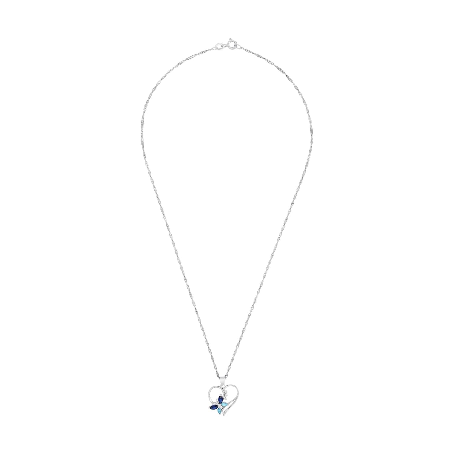 Amor Kette mit Anhänger 925 Sterling Silber Damen Halsschmuck, mit Zirkonia synth., 42 cm, Weiß, Herz, Kommt in Schmuck Geschenk Box, 2026579