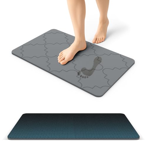 ArtyCozy Large Stone Bath Mat Non-Slip Rubber Back, 23.6