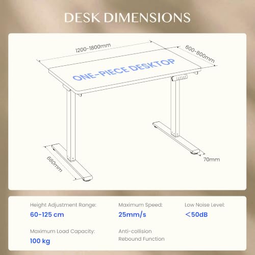 FLEXISPOT Höhenverstellbarer Schreibtisch mit Dualmotor 180×80 cm – Ansicht 2