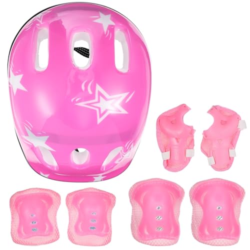 7pcs Kids Knee Pad Skating Helmet Elbow Pads Guards Protective Gear Set for Roller Skates Cycling Bike Skateboard Skatings Scooter Riding
