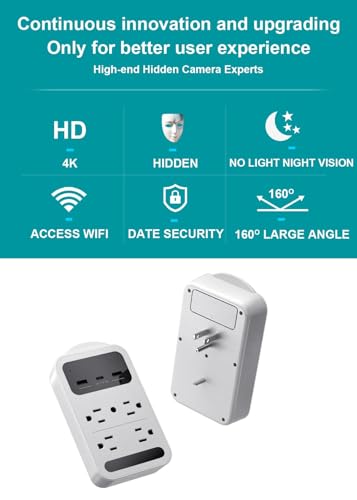Image of 2026 Upgraded 4K Hidden Camera with Night Vision,Wireless WiFi Wall Outlet Camera,Motion Detection|SD Storage Indoor Camera for Pet|Home|Office (White)