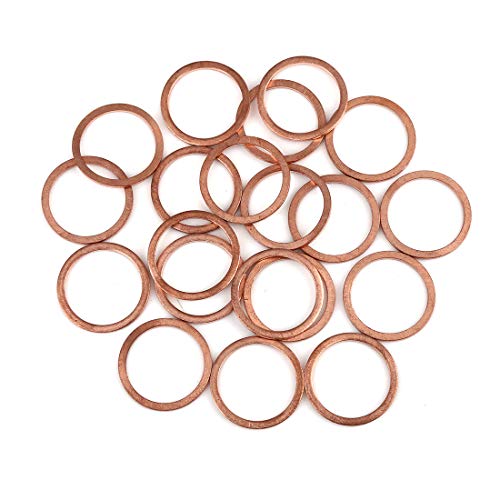 X AUTOHAUX 20pcs Copper Washer Flat Sealing Gasket Ring Spacer for Car 22 x 27 x 1.5mm