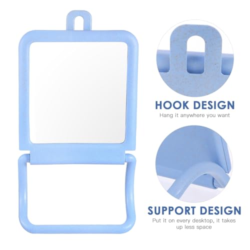 Espejo para maquillaje con soporte azul para baño y escritorio miniatura 3