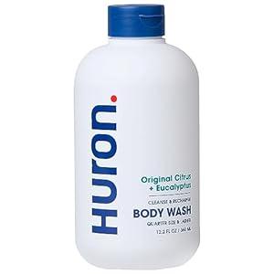 Huron Men’s Moisturizing Body Wash – Crisp & Invigorating Scent of Citrus, Eucalyptus, Mint, & Aromatic Greens – Made With Coconut Oil, Vitamin E & Witch Hazel – Vegan, Cruelty-Free – 12.2 fl oz
