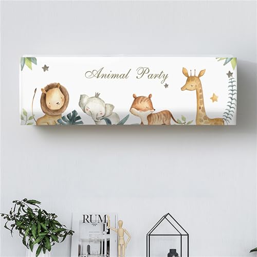Treer Funda para Aire Acondicionado Interior, Funda para Aire Acondicionado Pared Elástico Antipolvo para Pared Montaje Unidades Split Interior AC Cubiertas (Animales del Bosque,1P)