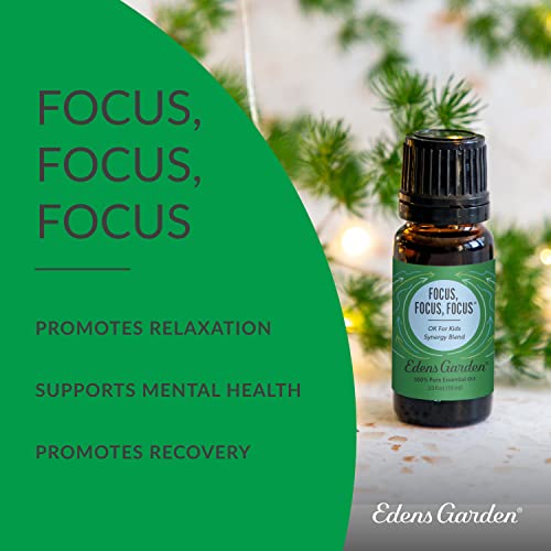 Edens Garden Focus, Focus, Focus "Ok For Kids" Essential Oil Synergy Blend, 100% Pure Therapeutic Grade (Undiluted Natural/ Homeopathic Aromatherapy Scented Essential Oil Blends) 5 Ml #TOP1