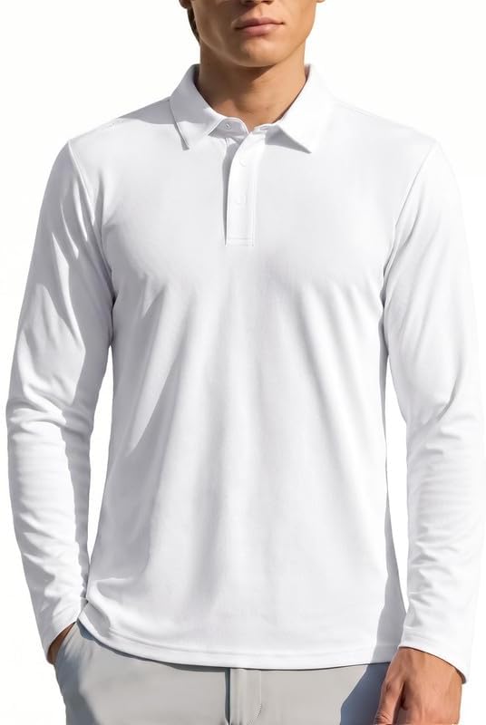 Men's Long Sleeve Golf Polo, Moisture Wicking