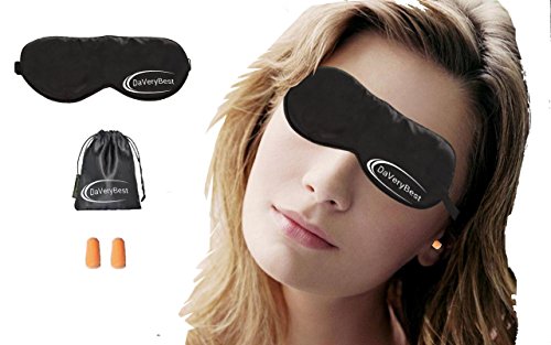 FRESHME Silk Sleep Mask for Women Men Girls Kids Completely Blocks Out Light Includes Carrying Pouch & Ear Plugs Travel Pack