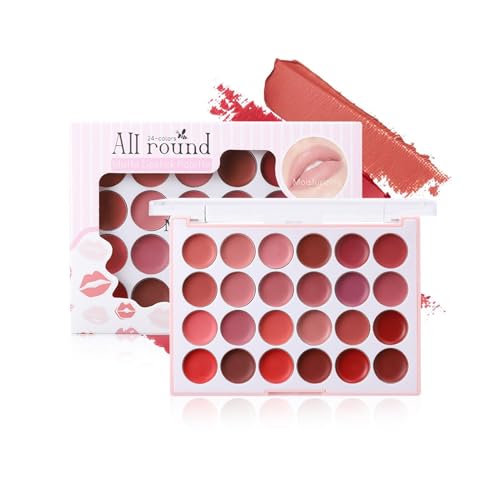 Paleta Lip Gloss, Paleta de lápiz labial | Brillo de labios teñido - Placa de brillo de labios de maquillaje de 24 colores, lápiz labial portátil de larga duración para mujeres