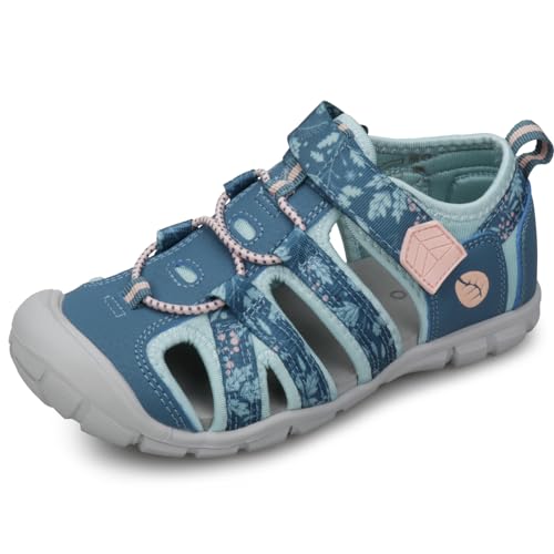 Image of UOVO Kids Closed Toe Sandals for Boys Girls Adjustable Walking Hiking Sports Summer Shoes Girls Sandals Blue Pink Size 11UK(29EU) Little Kid
