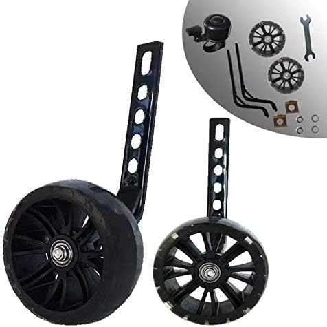 HUWAY training wheels flash mute wheel bicycle stabiliser mounted Kit compatible for bikes of 12 14 16 18 20 Inch， 1 Pair (black2)