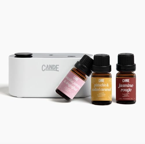 CE CRAFT Waterless Travel Diffuser Gift Set - Rechargeable Home Fragrance for Aromatherapy - Includes 3 Fragrance Oils - Scent Diffuser for Office and Home (White, Designer)
