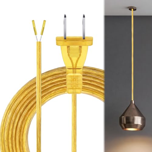 Saysurey Lamp Cord with End Plug Replacement Electric Lamp Wire Clear 18/2 SPT-1 Wire Stripped End Ready for Wiring Repair Part for Table Floor Lighting Fixture (15ft,Clear Gold) by Saysurey - Used condition - US$11.65