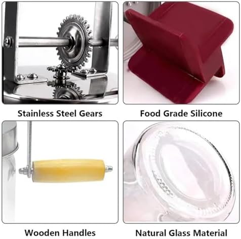 Hand Crank Butter Churner - 1000ml Homemade Butter Maker for Kitchen & Restaurant, Wide Mouth Cream Churn for Fresh Butter Dishes & Servers, Easy to Use