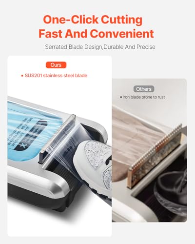 VEVOR Schuhüberzieher-Spender, Automatischer Schuhüberzieher mit 1 Rolle (600 Stück) Einweg-Sohlenmembran, Passend für Größen bis US 11, für Zuhause, Büro, Labor, Fabrik, Krankenhaus, Silber