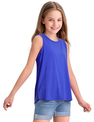 Image of KEREDA Girls Tank Tops Flowy Loose Fit Sleeveless Shirts Summer Tunic Tops