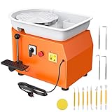 ANBULL Pottery Wheel Machine, 25cm Electric Pottery Ceramic Clay Work Forming Machine with Adjustable Lever and Feet Lever Pedal (Orange)