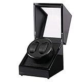 LBRTMED Automatic Watch Winder Box Uhr Wickler Box Hölzer Uhrenschüttler Lackklavier Hochglänzung schwarzer Kohlefaser Doppelstilliger Motor Speicherhülle Watch Shaker (schwarz)