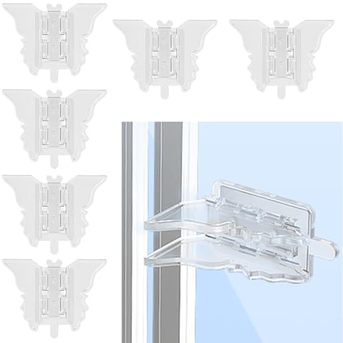 Smaoqingji Cerraduras Puertas Corredizas Para Niños   Juego de 6 Piezas, Color Transparente, Cerradura Ventanas Correderas, Apto Para Diferentes Puertas Correderas, Puertas Balcón, Ventanas, Armarios