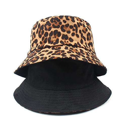 Leopard Print Bucket Hatlepord Print Bucket Hat Trendy Animal Pattern Fisherman Hats For Women Reversible Packable Cap (Brown) #TOP5