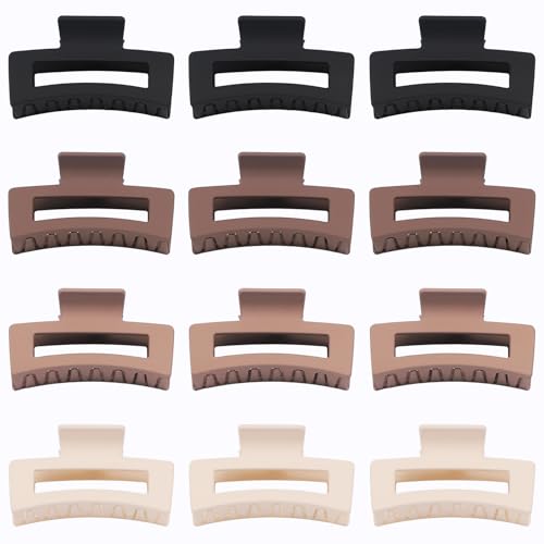 image for Sisiaipu 12 Pcs Medium Hair Clips for Women, 3.5 Inch Square Claw Clip