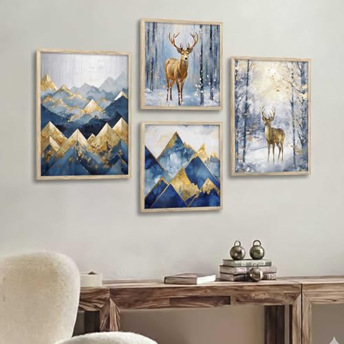 Image of kotart Aesthetic Wall Decor Paintings with Frame for Home Decoration - Painting for Living Room Bedroom Office - Framed Painting for Wall Decoration - Pack of 4 (Art 3, Big (13x17 or 13x13 inch))