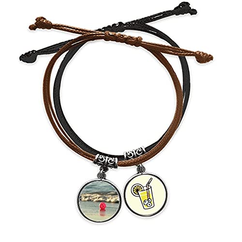 Bracelet corde et cuir smiley pour un style plage et océan décontracté