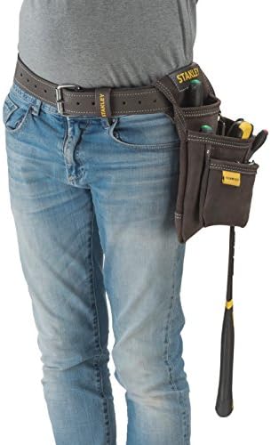 STANLEY Leather Tool Belt for Tool Holsters and Pouches, with Adjustable Roller Buckle, STST1-80119