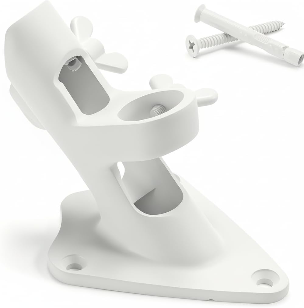 Flag Pole Holder, 316 Stainless Steel Heavy Duty Concrete Flag Pole Mount for House Outside, USA Wall Brick Flag Pole Bracket, 1 Inch，White